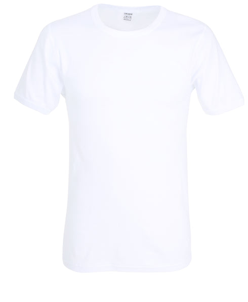 CECEBA Men's White Cotton T-Shirt – Fine Rib, Slim Fit, 1 Pack